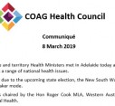 COAG Health Council | Communiqué 8 March 2019