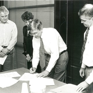 1999 MoU menzies and NTU with Richard Ryan, Nancy Giese John Matthews and the late Ron McKay from NTU