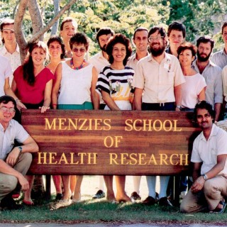Menzies staff on Royal Darwin Hospital campus at block four in 1986