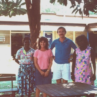 Sue Hutton and Paul Van Buynder with research participants Bathurst Island late 1980s