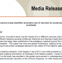 MEDIA RELEASE | Landmark vaccine study identifies innovative use of vaccines for protection of babies worldwide