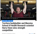 Territory bodybuilder and Menzies School of Health Research scientist Harry Owen wins strength competition