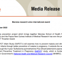 MEDIA RELEASE | Menzies research wins international award