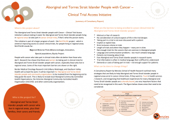 Summary of Aboriginal and Torres Strait Islander People with Cancer - Clinical Trial Access Initiative: Consultancy Report for ReViTALISE Project