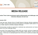 MEDIA RELEASE | Menzies Timor-Leste anniversary marks achievements and challenges, tackling infectious diseases old and new