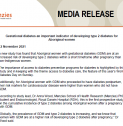 Media Release | Gestational diabetes an important indicator of developing type 2 diabetes for Aboriginal women