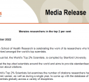 MEDIA RELEASE | Menzies researchers in the top 2 per cent