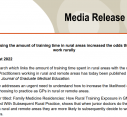 MEDIA RELEASE | Increasing the amount of training time in rural areas increased the odds that GPs work rurally